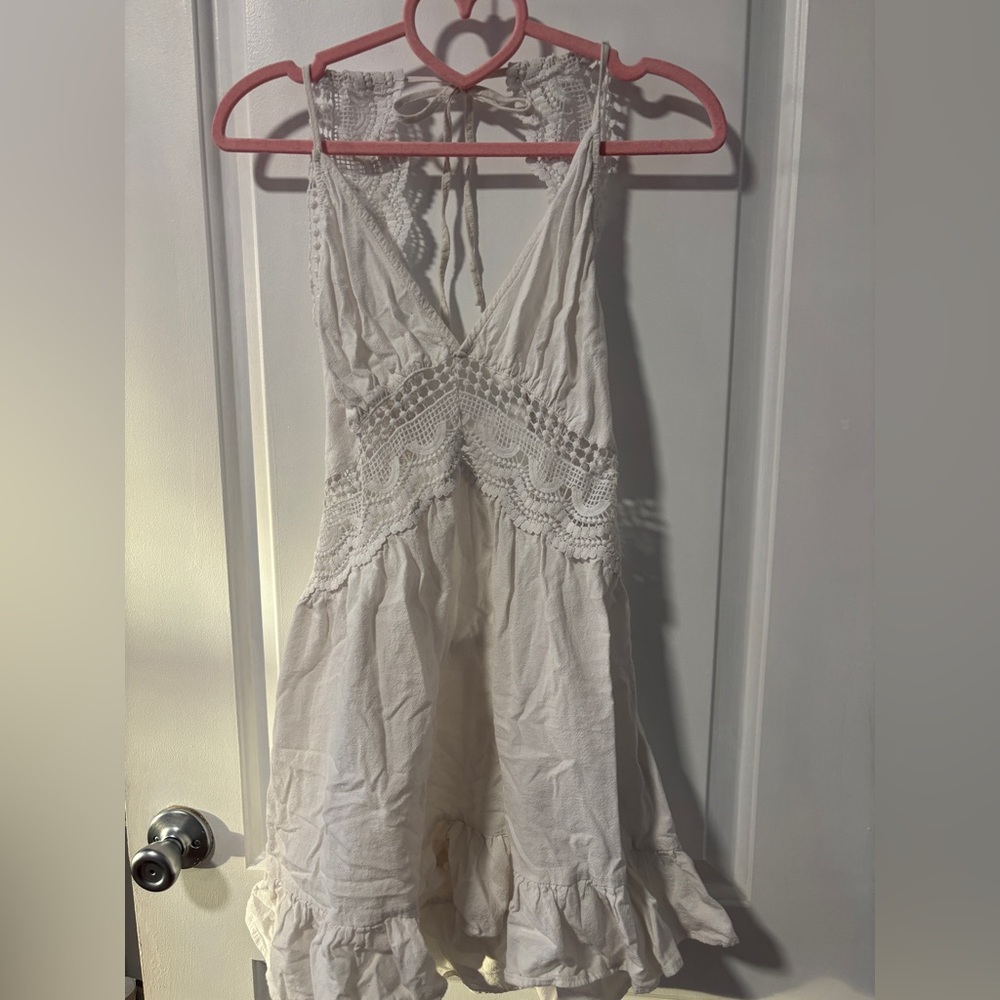 White Lace Trim Dress